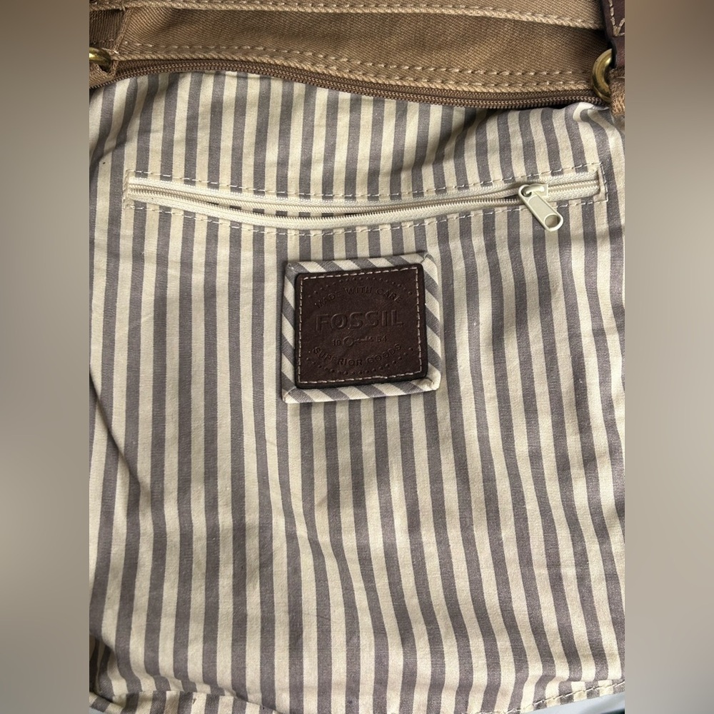 Fossil Maddox Long Live Vintage 1954 Crossbody Bag Purse Two Tone Canvas - Picture 13 of 16